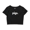 PIGS, PERIOD Women's Crop Tee in Black — t-shirts that gives back to farm animal rescues