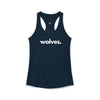 WOLVES, PERIOD. Women's Lightweight Racerback Tank in Solid Midnight Navy — tank top that gives back to wildlife rescues