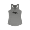 Dogs women's racerback tank in heather gray — minimalist dog-lover tank top supporting no-kill animal rescues