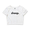 SHEEP, PERIOD Women's Crop Tee in White — t-shirts that gives back to farm animal rescues