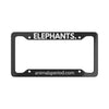 ELEPHANTS, Period. Matte Finish Aluminum License Plate Frame in Matte — accessories that gives back to wildlife rescues