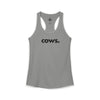 COWS, PERIOD. Women's Lightweight Racerback Tank in Heather Grey — tank top that gives back to farm animal rescues