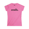SNAILS, PERIOD. Women's Softstyle Tee in Azalea — t-shirts that gives back to animal rescues