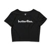 BUTTERFLIES, PERIOD Women's Crop Tee in Black — t-shirts that gives back to wildlife rescues