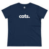 CATS, PERIOD. Women's Midweight Statement Cotton Tee T-Shirts Navy gifts for animal lovers supporting animal rescues