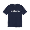 CHICKENS, PERIOD. Unisex Tee in Navy — t-shirts that gives back to farm animal rescues
