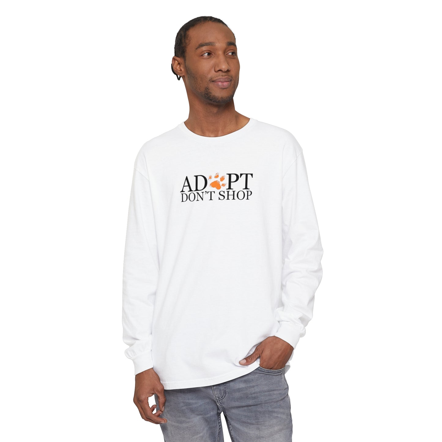 Adopt, Don't Shop Orange Paw Unisex Long Sleeve Tee