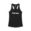 HORSES, PERIOD. Women's Lightweight Racerback Tank in Solid Black — tank top that gives back to horse rescues