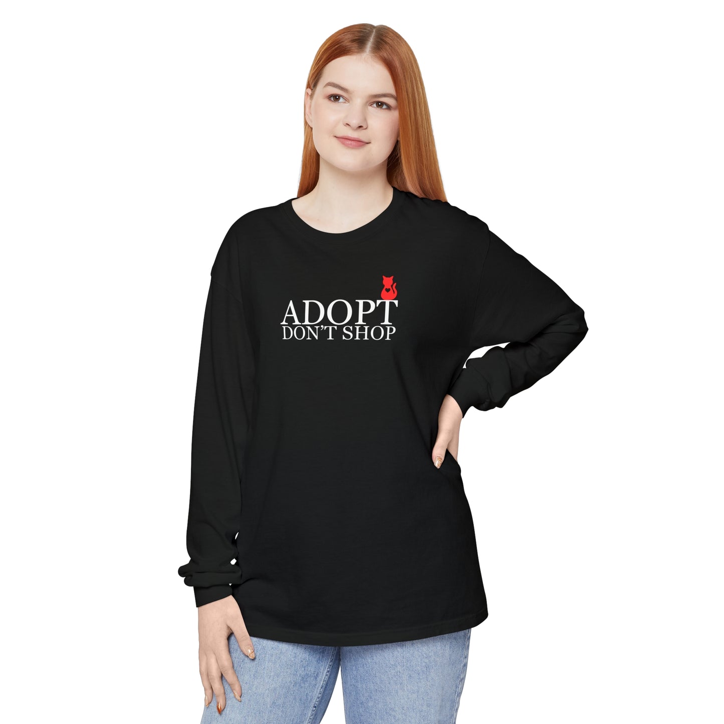 Adopt, Don't Shop Red Cat Unisex Long Sleeve Tee