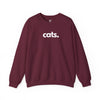 Cats unisex crewneck sweatshirt in maroon — minimalist cat-lover sweatshirt supporting no-kill animal rescues