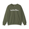 BUTTERFLIES, PERIOD. Unisex Crewneck Sweatshirt in Military Green — sweatshirts that gives back to wildlife rescues