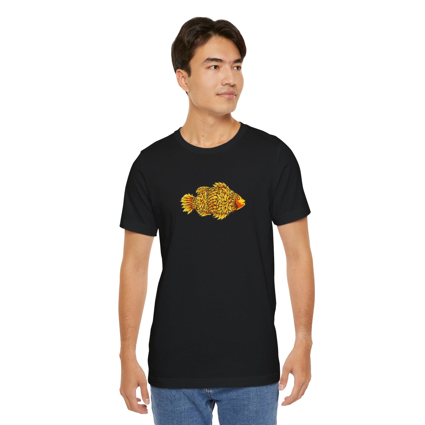 Golden Koi Tattoo Style Urban Cotton Tee - All The Fauna - Support Animal Shelter Fundraising - Gifts for Animal Lovers