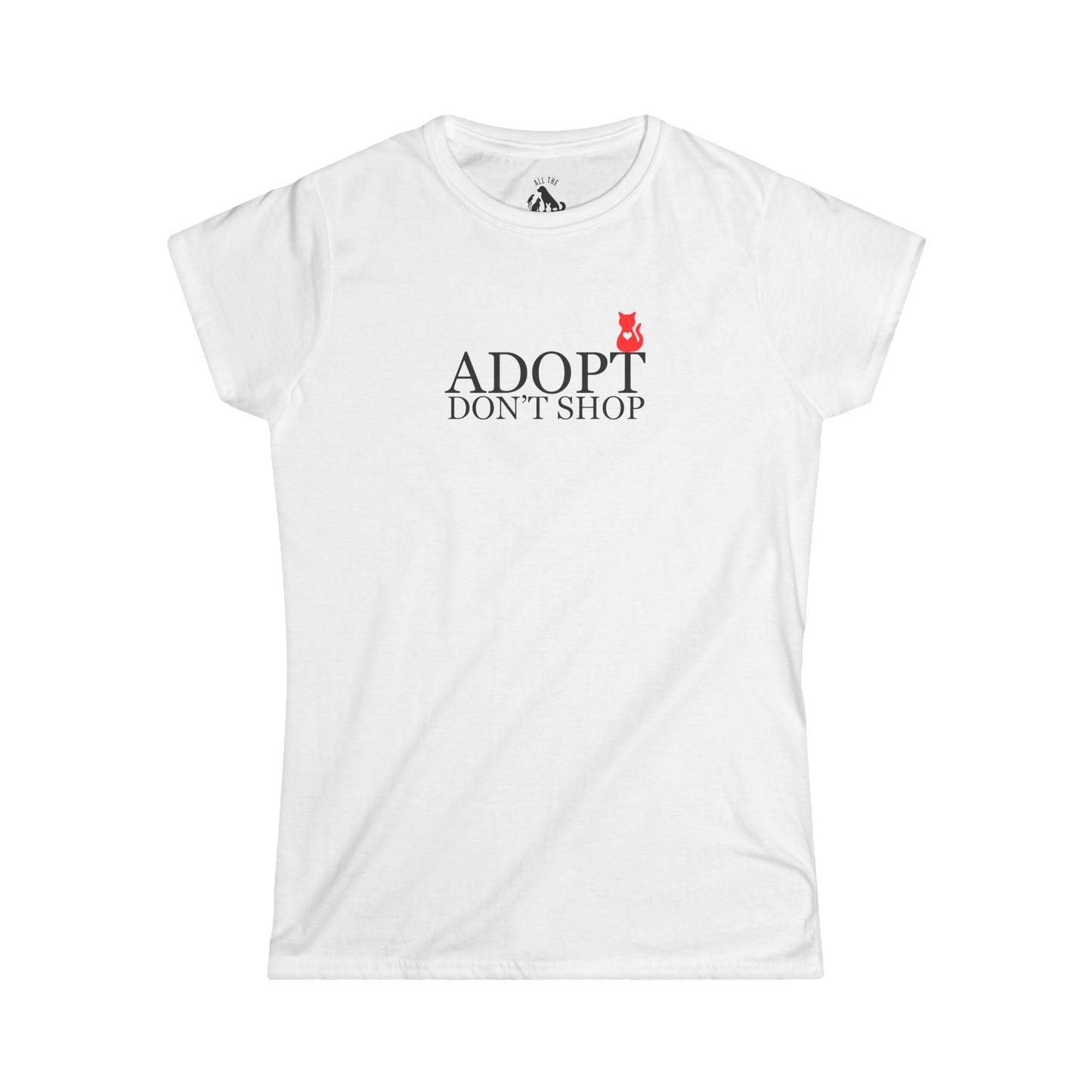 Adopt Don't Shop Red Cat Women's Softstyle Tee