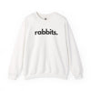 Rabbits unisex crewneck sweatshirt in white — minimalist wildlife sweatshirt supporting no-kill animal rescues