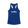 TURTLES, PERIOD. Women's Lightweight Racerback Tank in Solid Royal — tank top that gives back to ocean wildlife rescues