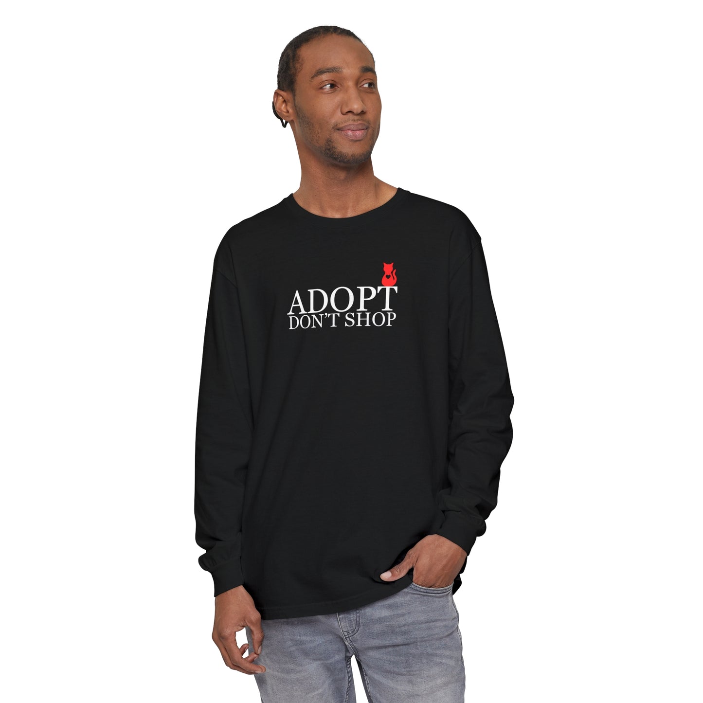 Adopt, Don't Shop Red Cat Unisex Long Sleeve Tee