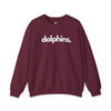 DOLPHINS, PERIOD. Unisex Crewneck Sweatshirt in Maroon — sweatshirts that gives back to ocean wildlife rescues