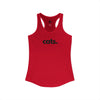 Cats women's racerback tank in red — minimalist cat-lover tank top supporting no-kill animal rescues