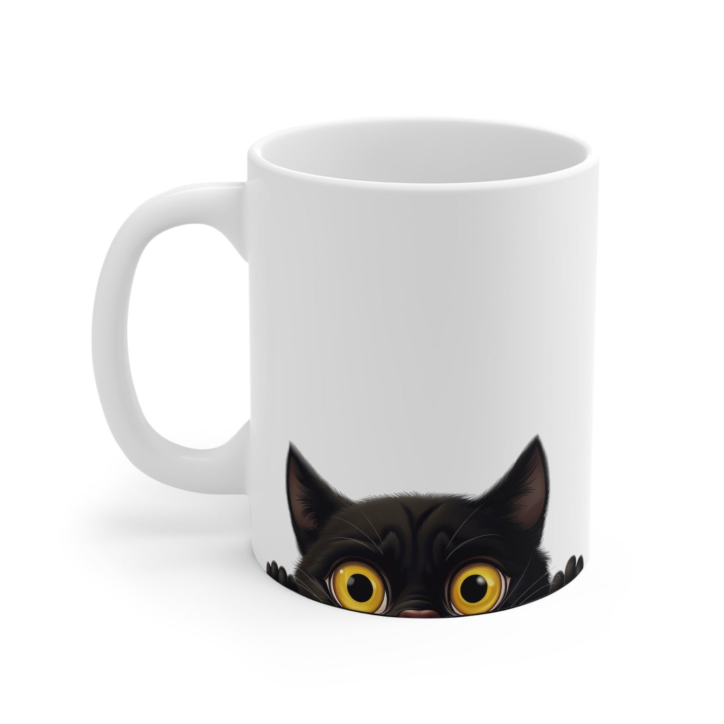 Peeking Cat White Ceramic Mug 11 oz - Bombay