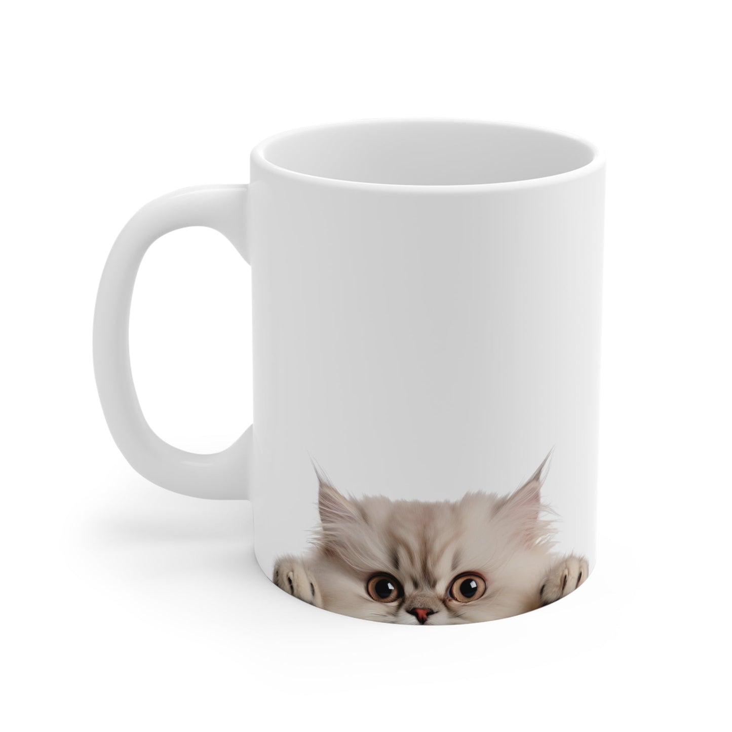 Peeking Cat White Ceramic Mug 11 oz - Persian
