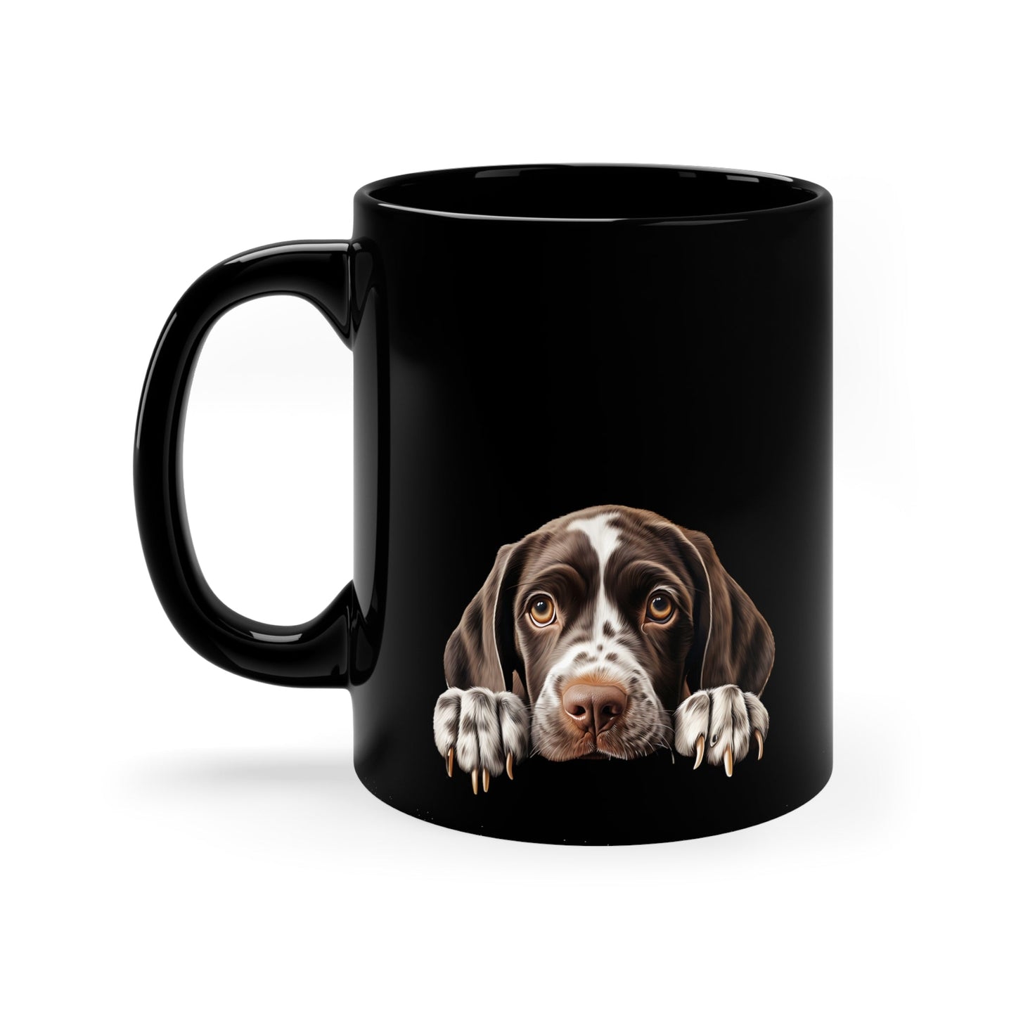 Peeking Dog Black Ceramic Mug 11 oz - German Shorthaired Pointer