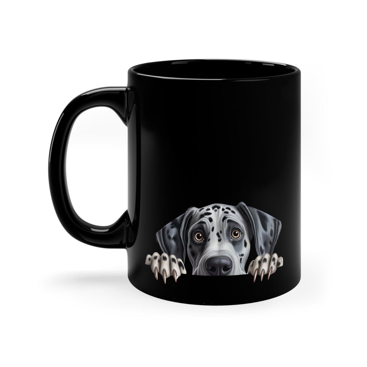 Peeking Dog Black Ceramic Mug 11 oz - Great Dane