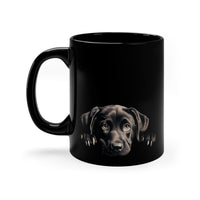 Peeking Dog Black Ceramic Mug 11 oz - Labrador Retriever