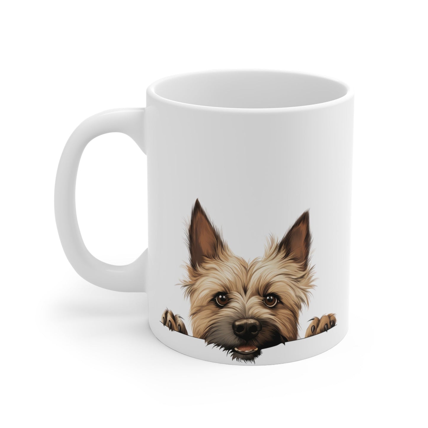 Peeking Dog White Ceramic Mug 11 oz - Cairn Terrier
