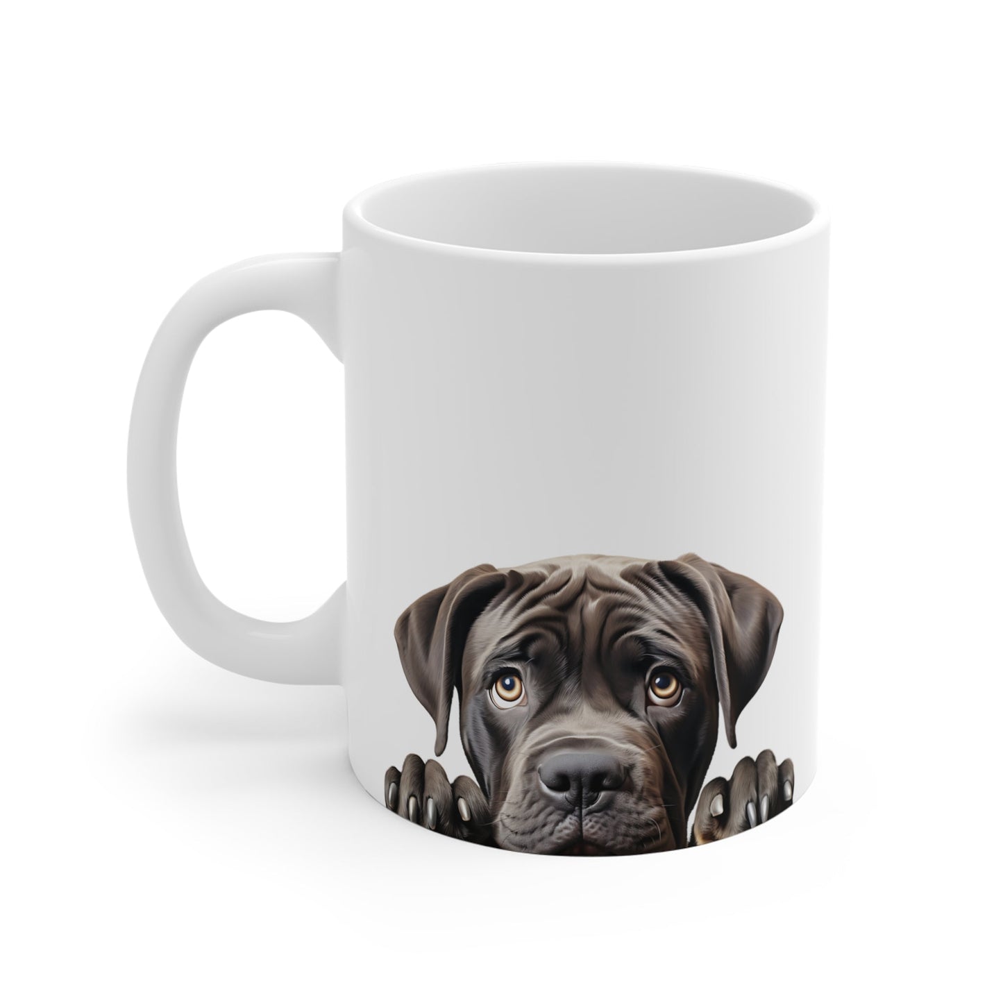 Peeking Dog White Ceramic Mug 11 oz - Cane Corso