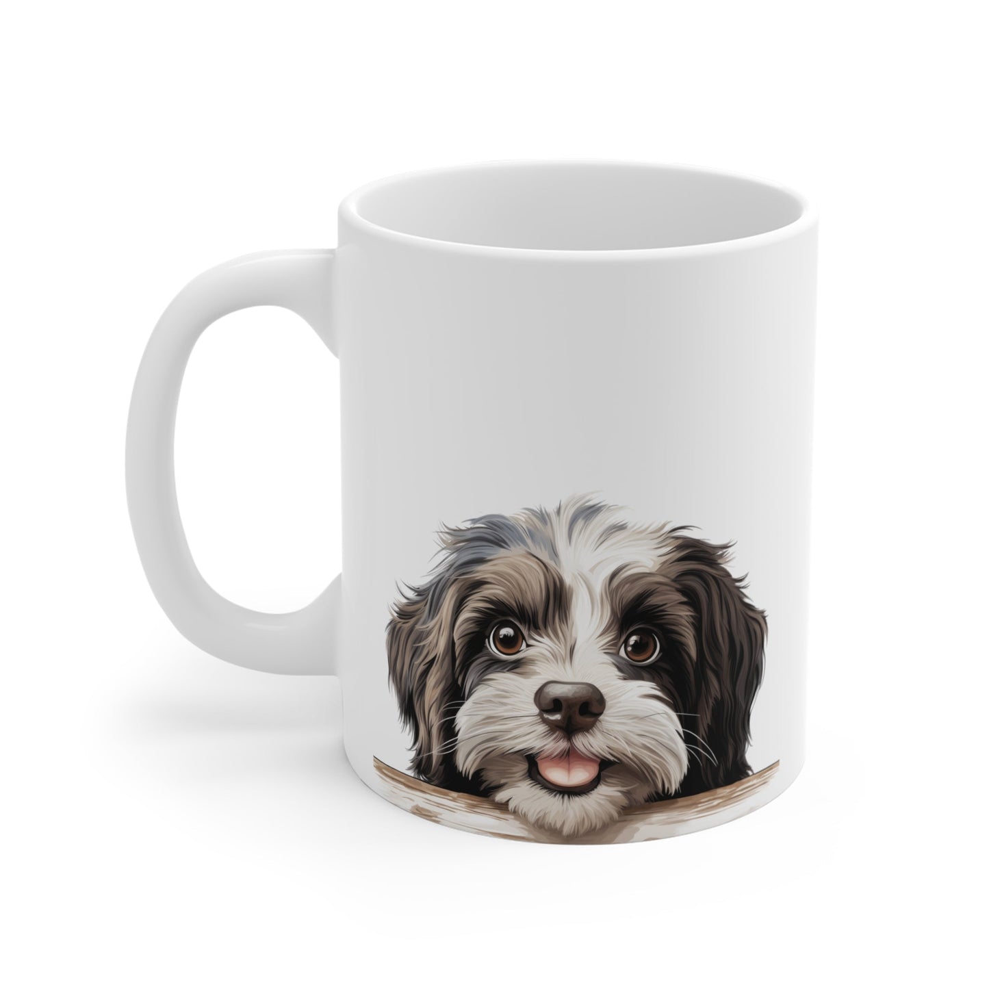 Peeking Dog White Ceramic Mug 11 oz - Havanese