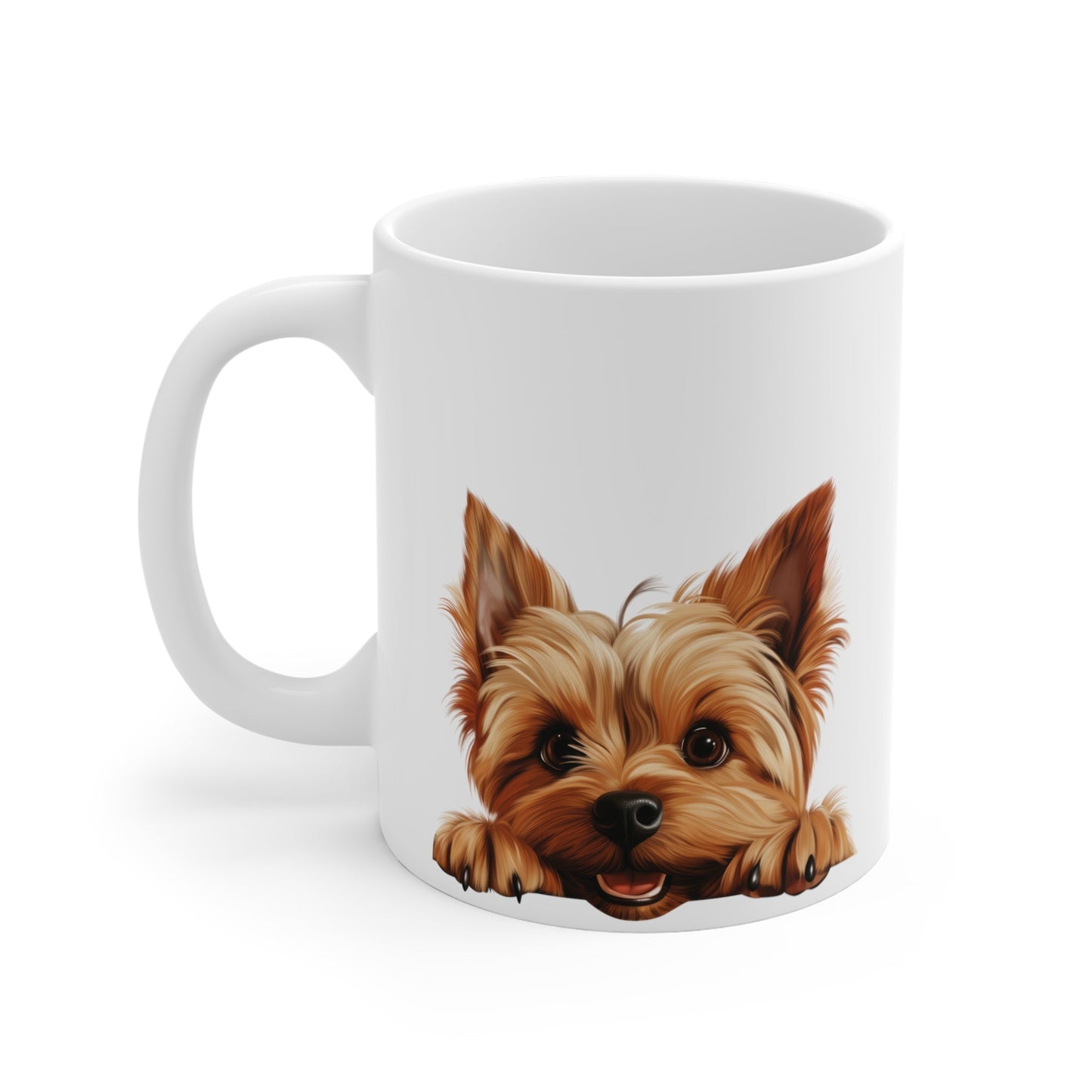 Peeking Dog White Ceramic Mug 11 oz - Silky Terrier