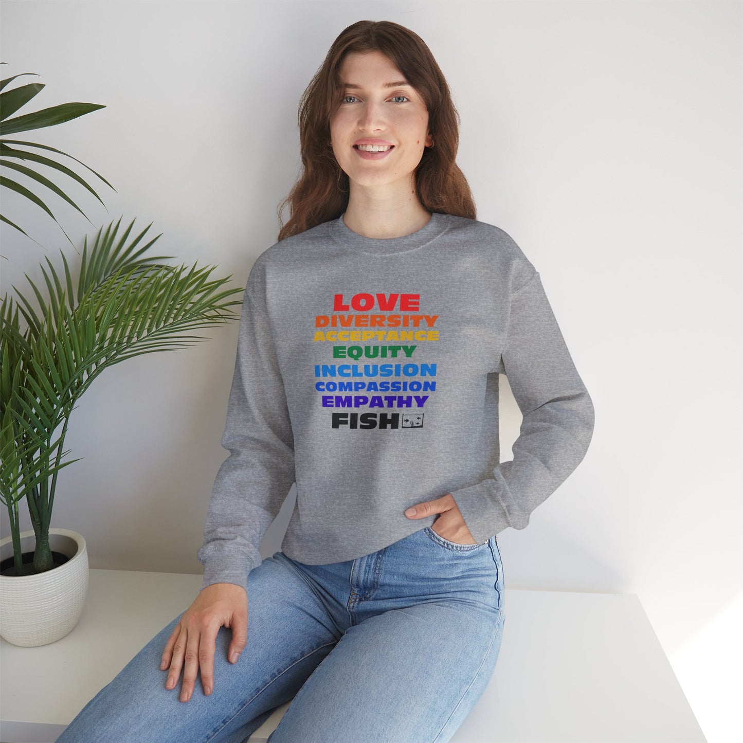 Pride, Love and Fish Unisex Heavy Blend™ Sweatshirt Sweatshirts gifts for animal lovers supporting animal rescues