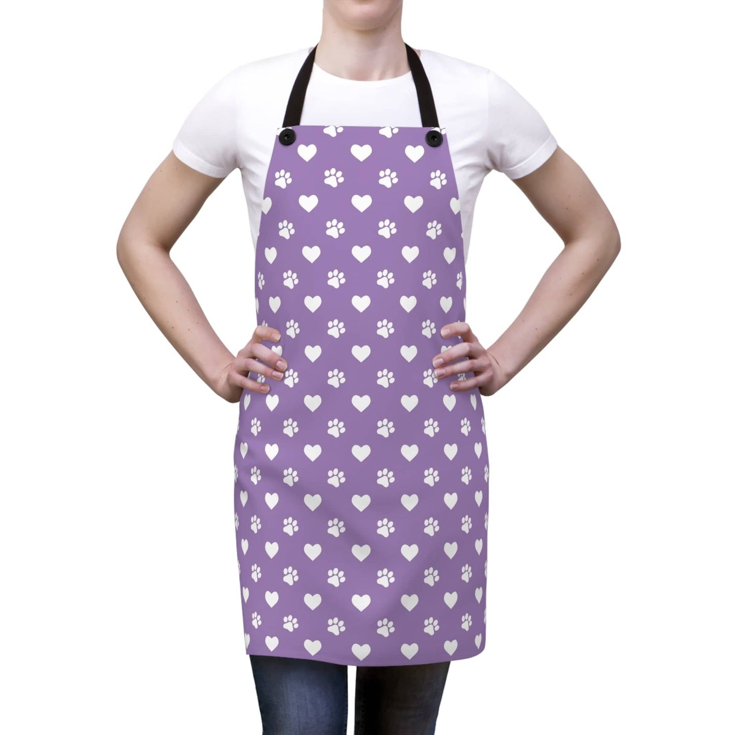 Printify Aprons Paw & Hearts Print Poly Twill Apron