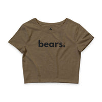 Bears crop tee in heather olive — Women's wildlife advocate apparel by Animals, Period