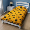Paw Print Velveteen Plush Blanket - Yellow Bedding 60" × 80" gifts for animal lovers supporting animal rescues