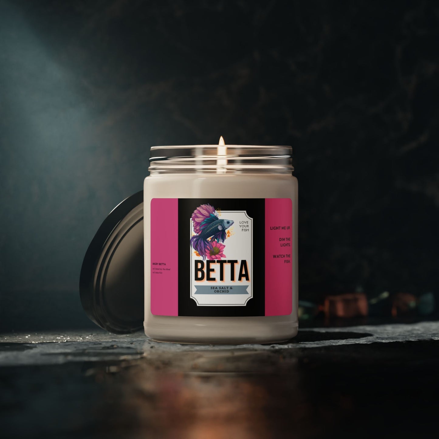 Betta Fish Watching Eco-friendly Scented Soy Candle 9 oz - Support Animal Shelter Fundraising - Gifts for Animal Lovers