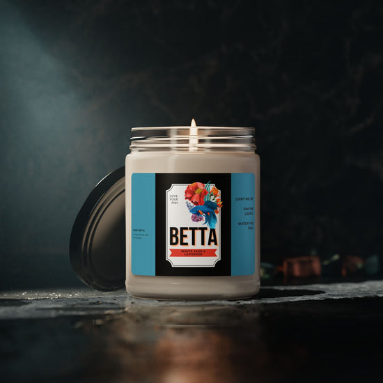 Betta Fish Watching Eco-friendly Scented Soy Candle 9 oz - Support Animal Shelter Fundraising - Gifts for Animal Lovers