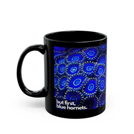 Blue Hornet Zoas Black Ceramic Mug 11 oz - All The Fauna - Support Animal Shelter Fundraising - Gifts for Animal Lovers