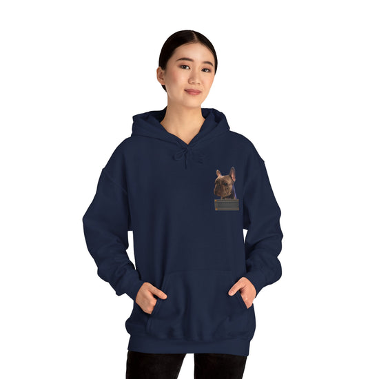 Bobo the Pocket Frenchie Unisex Heavy Blend™ Hoodie - All The Fauna - Support Animal Shelter Fundraising - Gifts for Animal Lovers