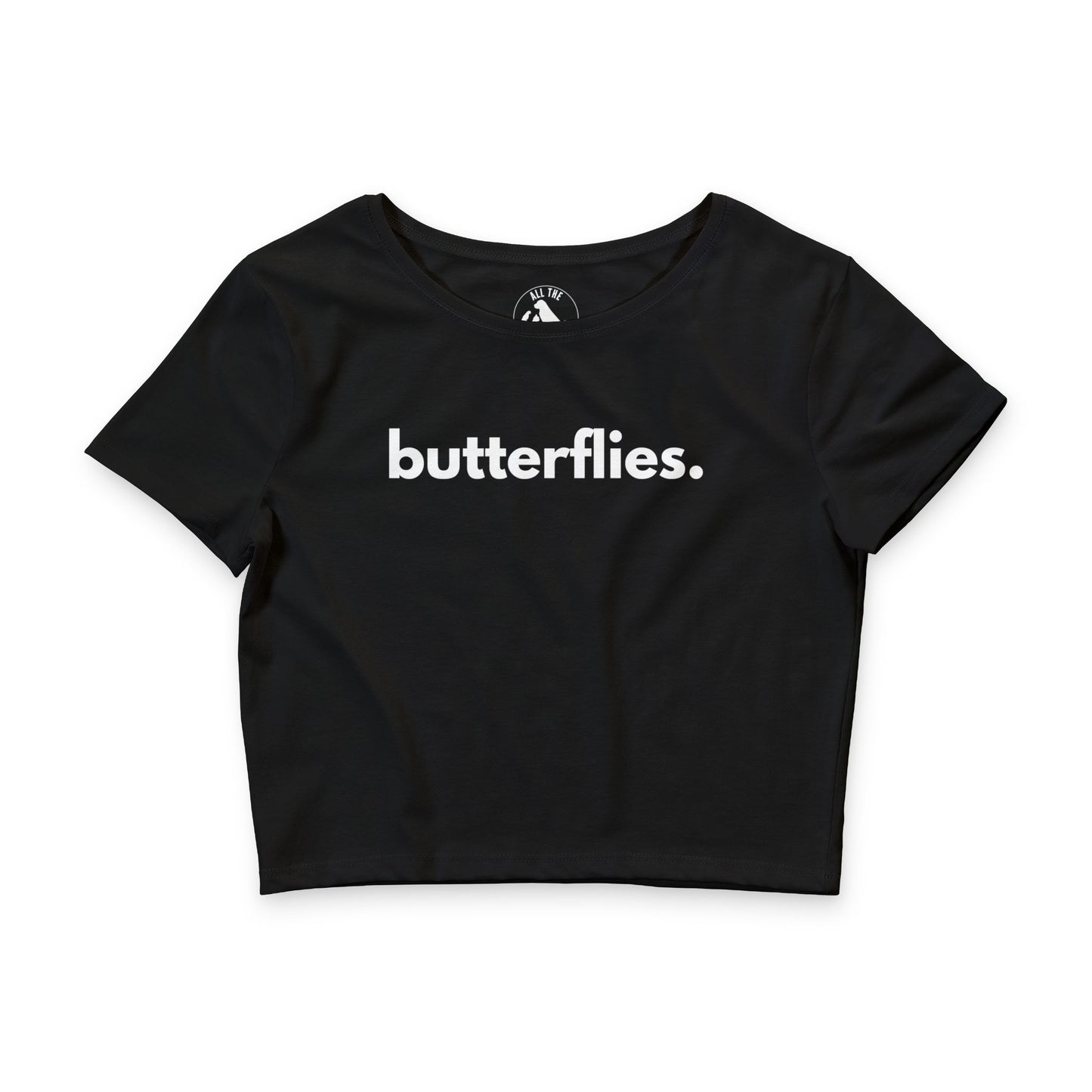Butterflies crop tee in black — Women's wildlife apparel by Animals, Period