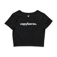 Capybaras crop tee in black — Women's wildlife apparel by Animals, Period