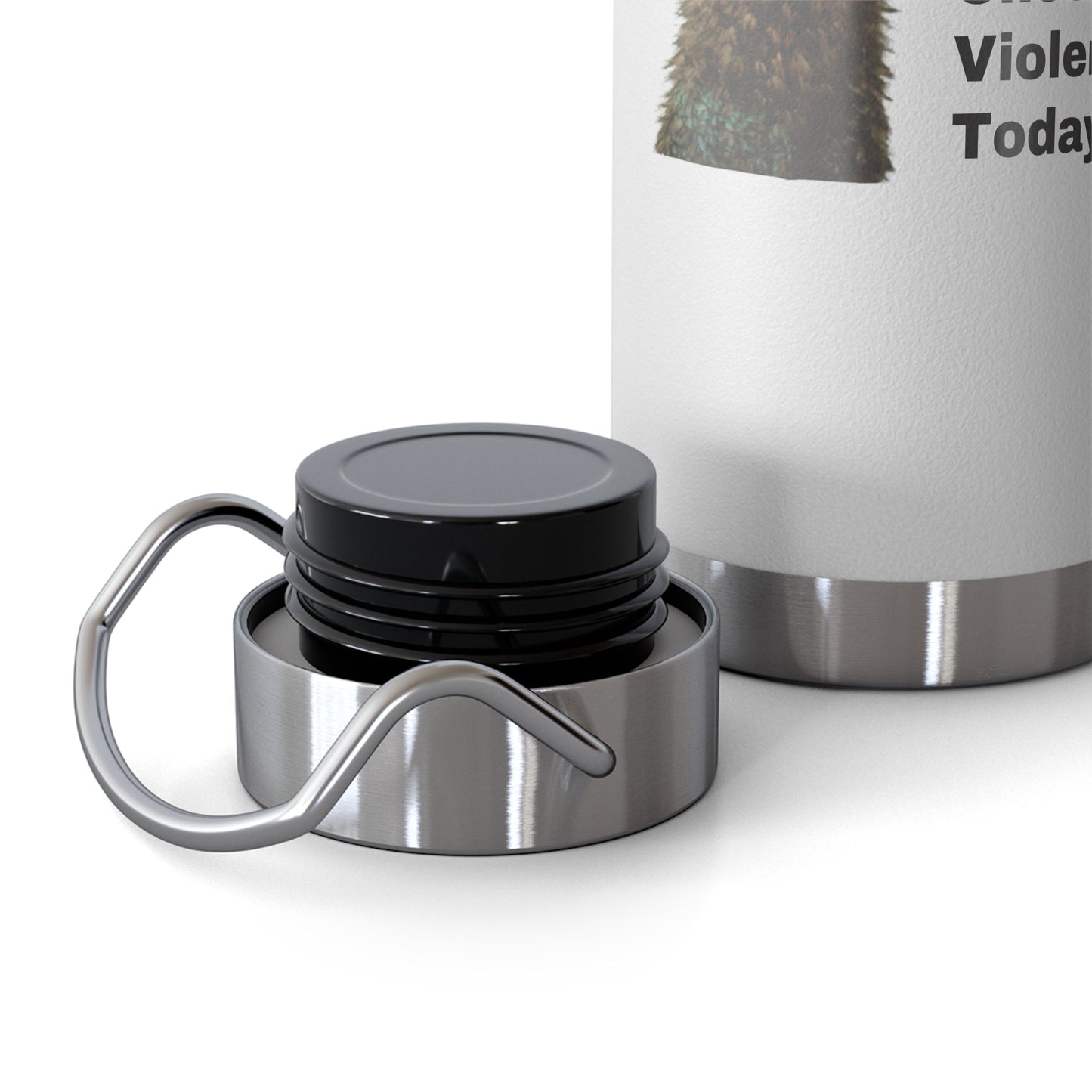 DON'T CHOOSE VIOLENCE Emmanuel the Emu Copper Vacuum Insulated Bottle 22 oz - All The Fauna - Support Animal Shelter Fundraising - Gifts for Animal Lovers