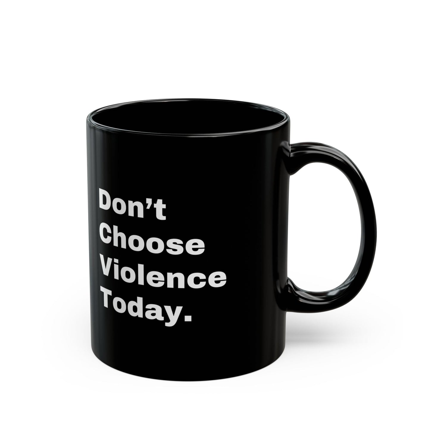 DONT CHOOSE VIOLENCE Emu Black Ceramic Mug 11 oz - All The Fauna - Support Animal Shelter Fundraising - Gifts for Animal Lovers