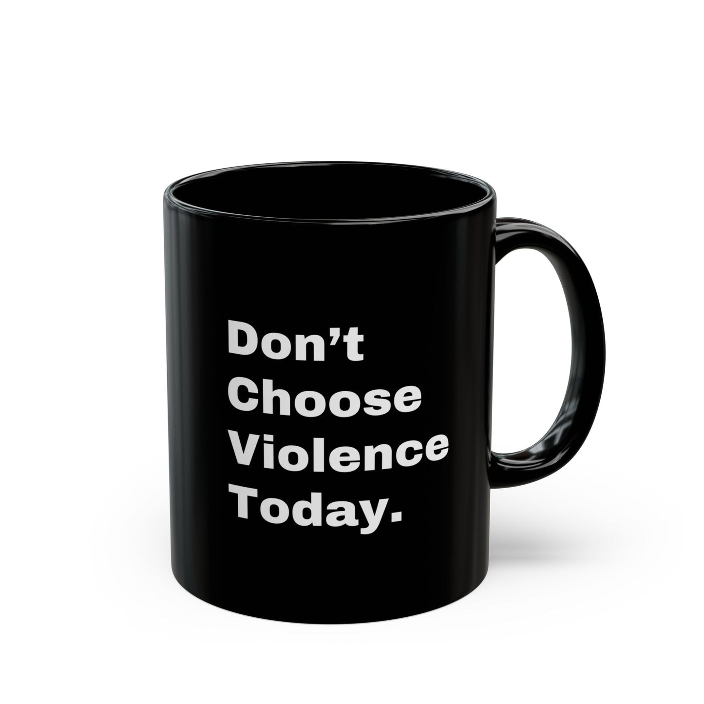 DONT CHOOSE VIOLENCE Emu Black Ceramic Mug 11 oz - All The Fauna - Support Animal Shelter Fundraising - Gifts for Animal Lovers