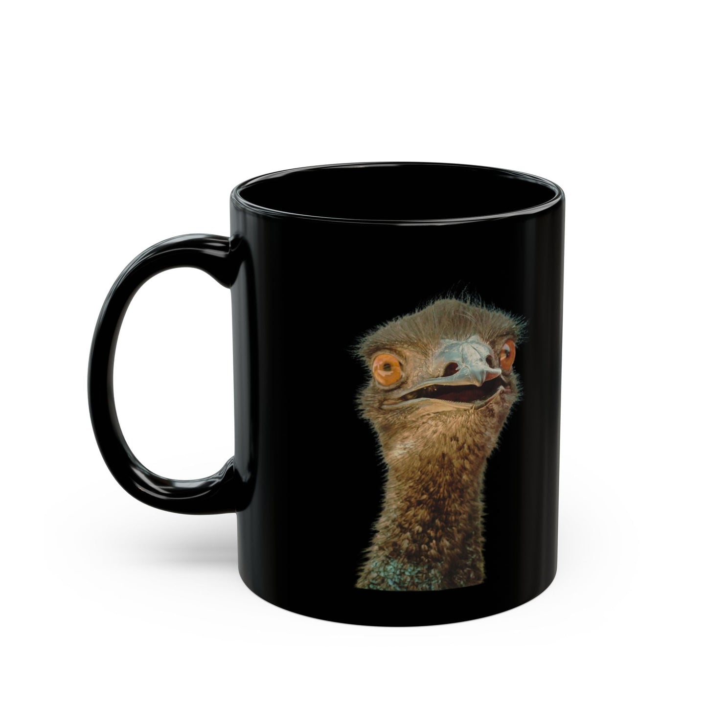 DONT CHOOSE VIOLENCE Emu Black Ceramic Mug 11 oz - All The Fauna - Support Animal Shelter Fundraising - Gifts for Animal Lovers