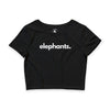ELEPHANTS, PERIOD Women's Crop Tee in Black — t-shirts that gives back to wildlife rescues