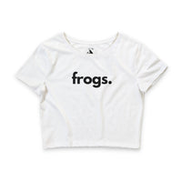 Frogs crop tee in white — Women's wildlife advocate apparel by Animals, Period