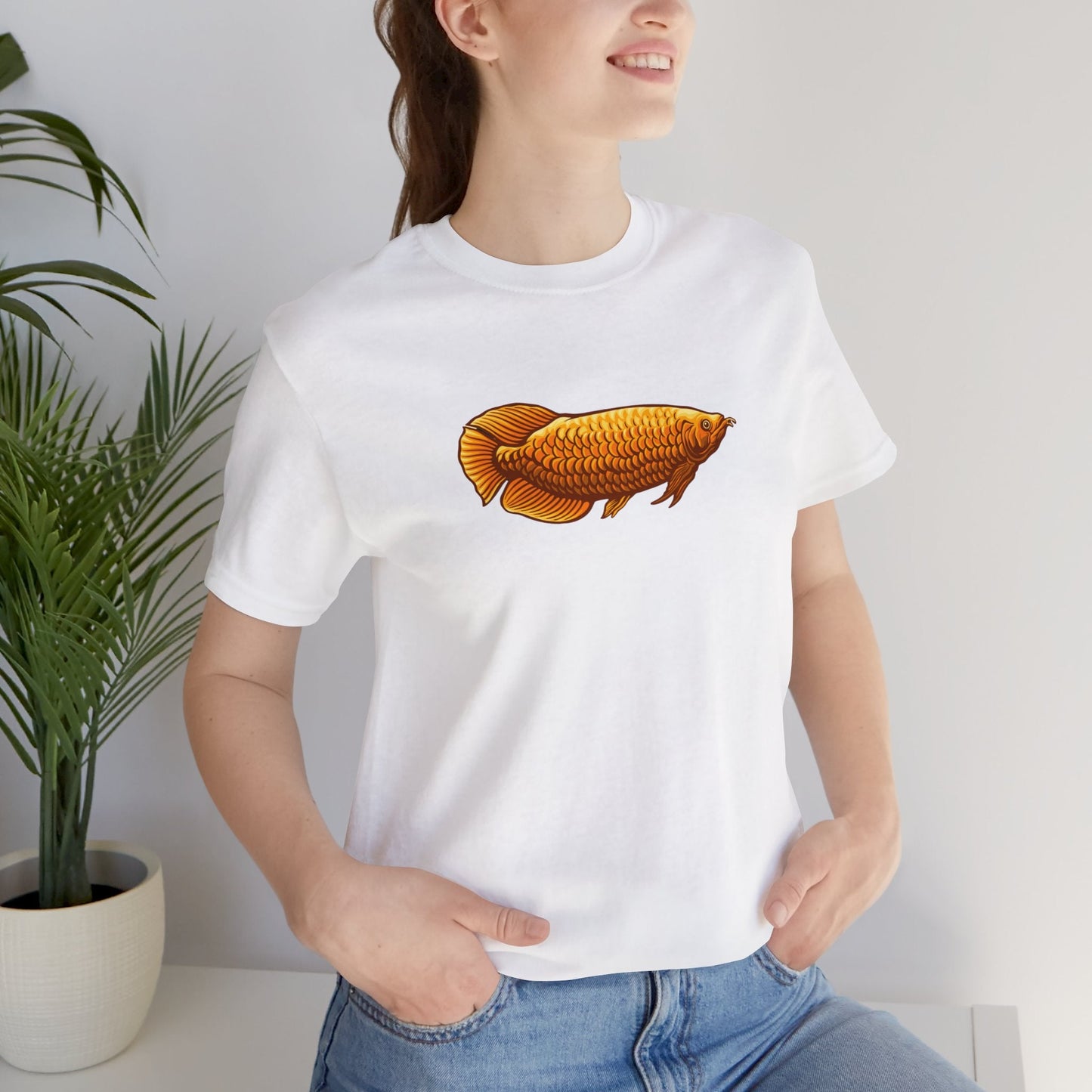 Golden Arowana Tropical Fish Unisex Heavy Cotton Tee - All The Fauna - Support Animal Shelter Fundraising - Gifts for Animal Lovers