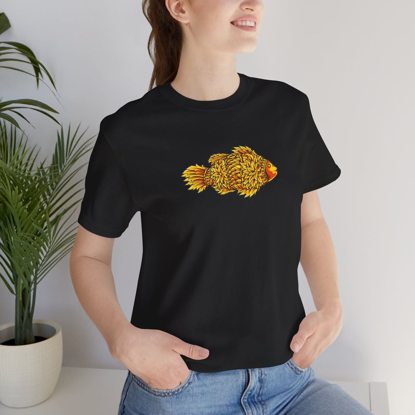 Golden Koi Tattoo Style Urban Cotton Tee - All The Fauna - Support Animal Shelter Fundraising - Gifts for Animal Lovers