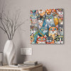 Cat Crowd II Abstract Stretched Canvas Square Home Decor gifts for animal lovers supporting animal rescues